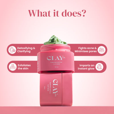 Clayco Purifying Matcha Clay Mask - Reduce Acne, Hydrate & Unclog Pores