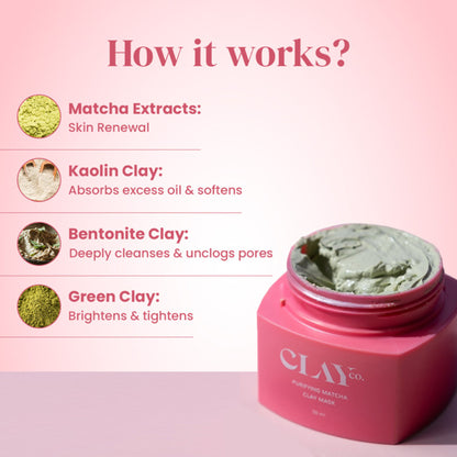 Clayco Purifying Matcha Clay Mask - Reduce Acne, Hydrate & Unclog Pores