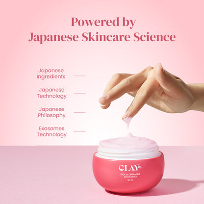 ClayCo Rice & Ceramide Moisturiser With Exosomes, Vitamin B12 & CICA For Barrier Repair & Glow