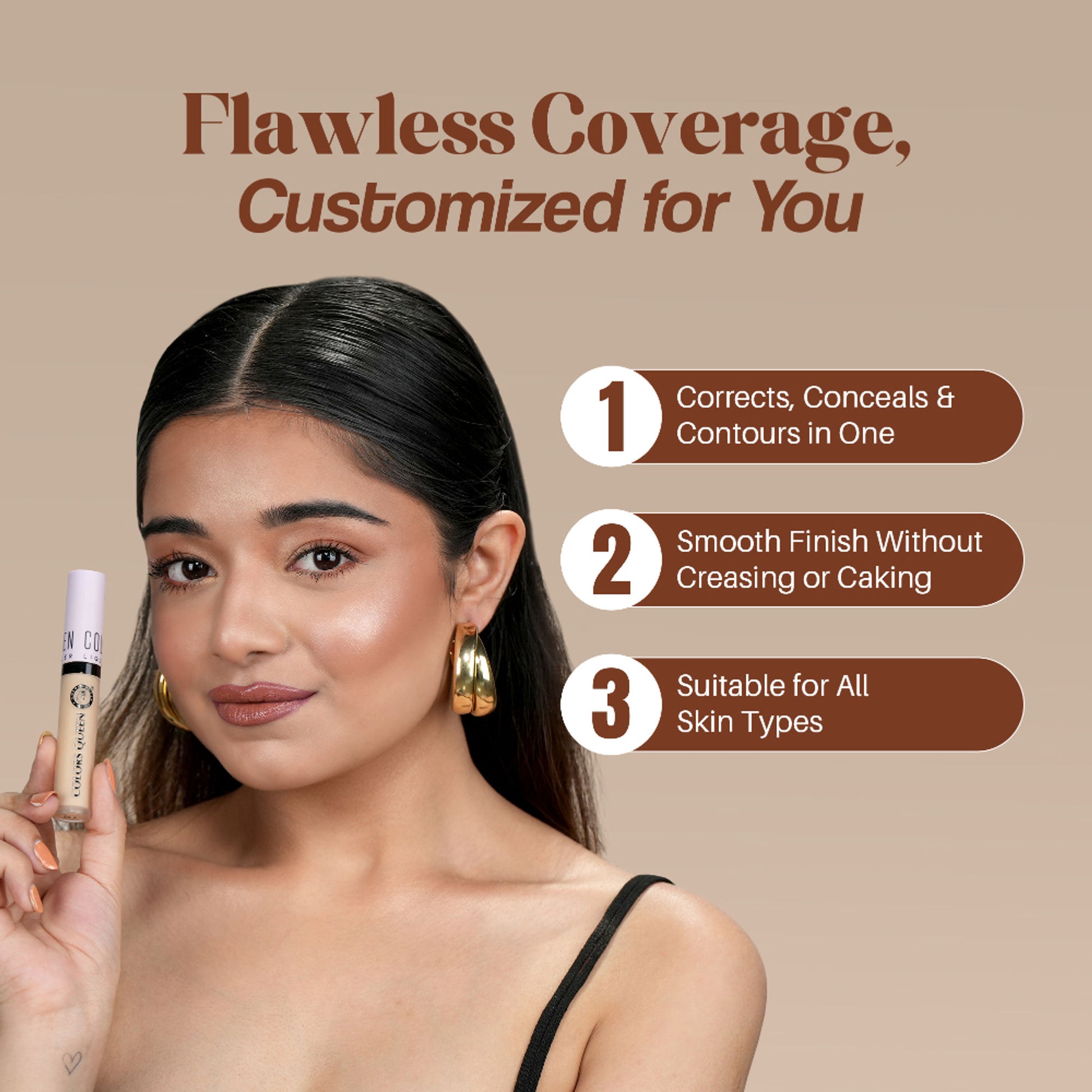 Colors Queen Conceal & Reveal Liquid Concealer - 09 Medium Beige