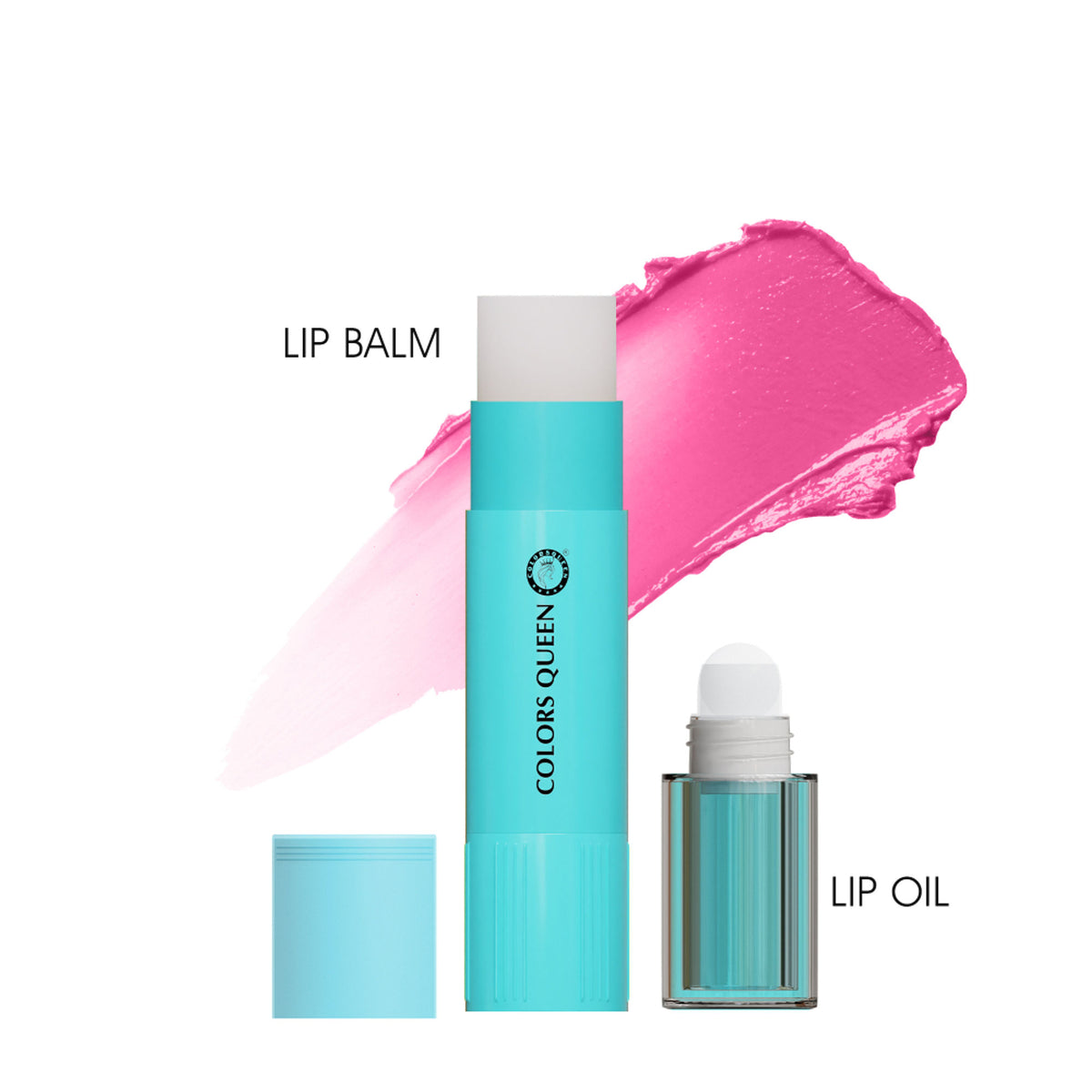 Colors Queen Icy Cool 2-in-1 lip oil and balm in a clear tube with a shiny silver cap, showing the glossy product inside.