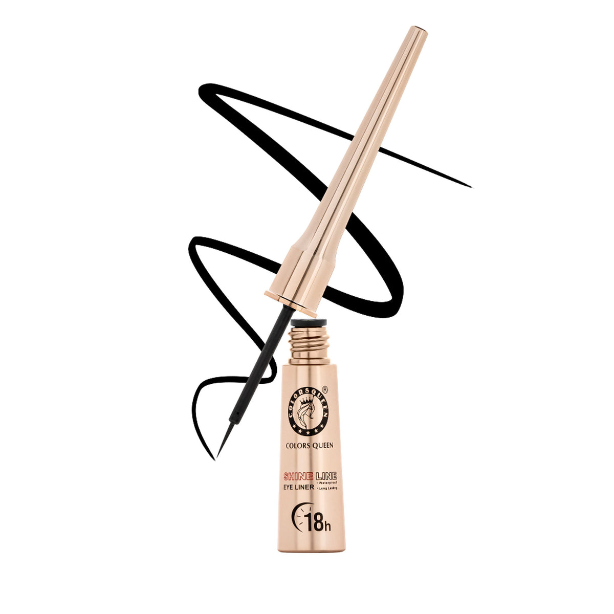 Colors Queen Shine Line Waterproof Eyeliner in vibrant shade, showcasing a smooth, precise application on the eye.
