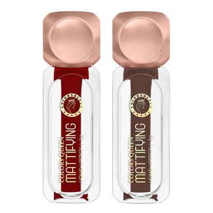 Colors Queen Mattifying Matte Liquid Lipstick - Pack of 2 - 19 Mehroon 04 Cocoa