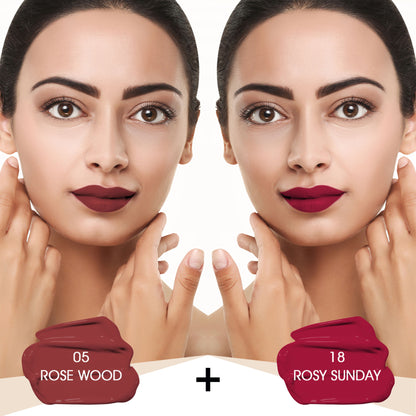 Colors Queen Mattifying Matte Liquid Lipstick - Pack of 2 - 18 Rosy Sunday 05 Rose Wood