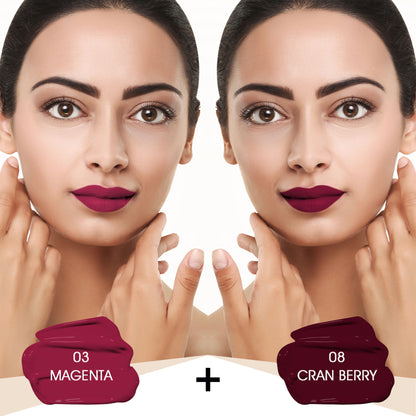 Colors Queen Mattifying Matte Liquid Lipstick - Pack of 2 - 03 Magenta 08 Cranberry