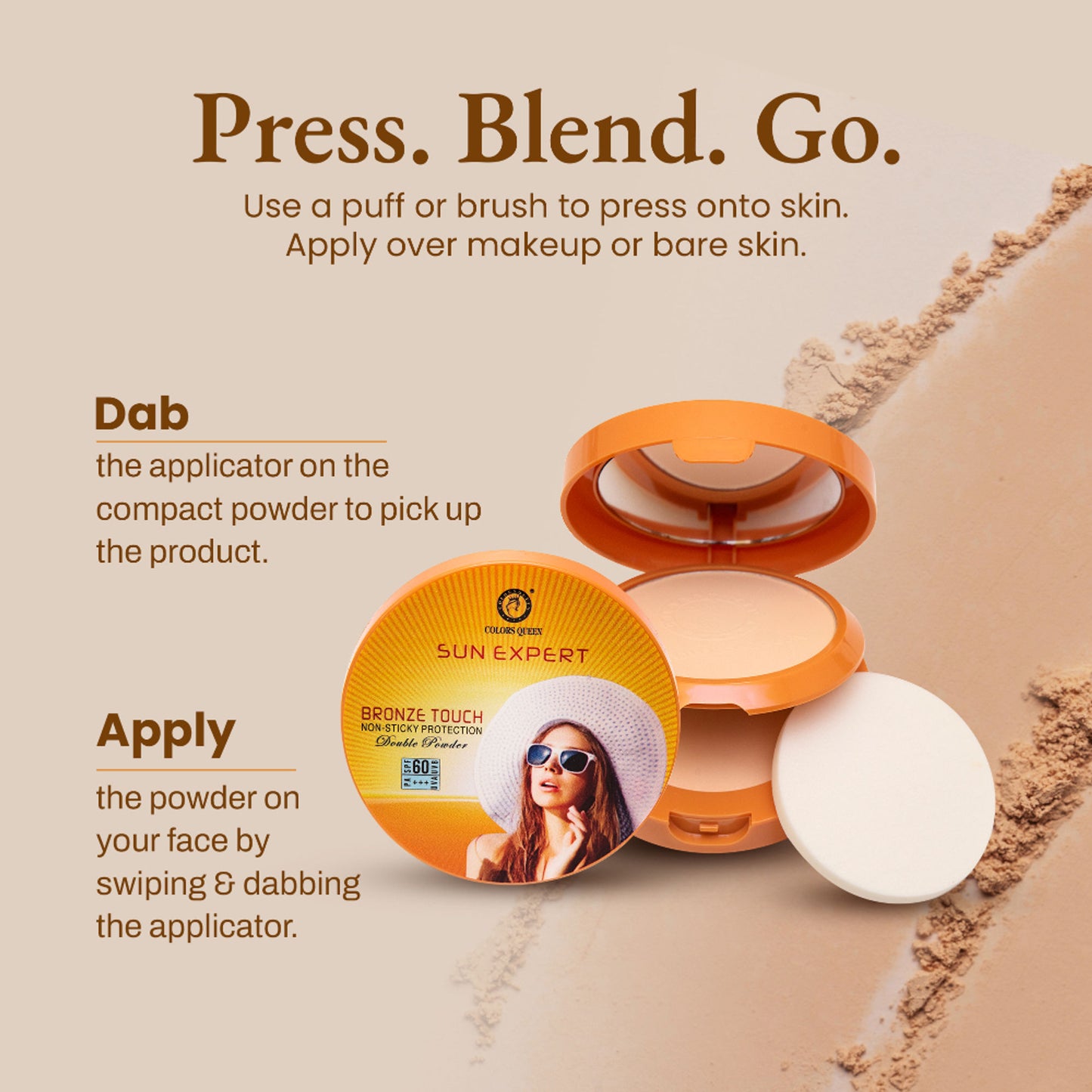 Colors Queen Sun Expert Bronze Touch Compact Powder - Almond