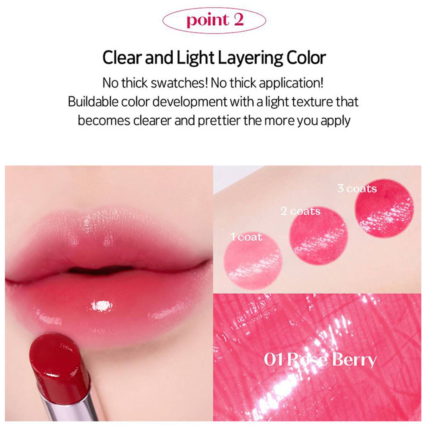 ETUDE Color Lasting Glow Stick - 01 Rose Berry - Rose Berry