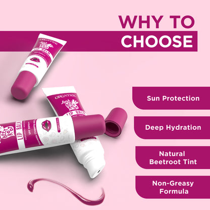 Orgatre Beetroot Tinted Lip Balm SPF 30 PA++ with Ceramide & Kojic Acid for Brighten Dark Lips