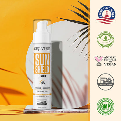 Orgatre Tinted Sunscreen SPF 50 PA, Niacinamide & Vitamin C Waterproof & Lightweight Matte Finish