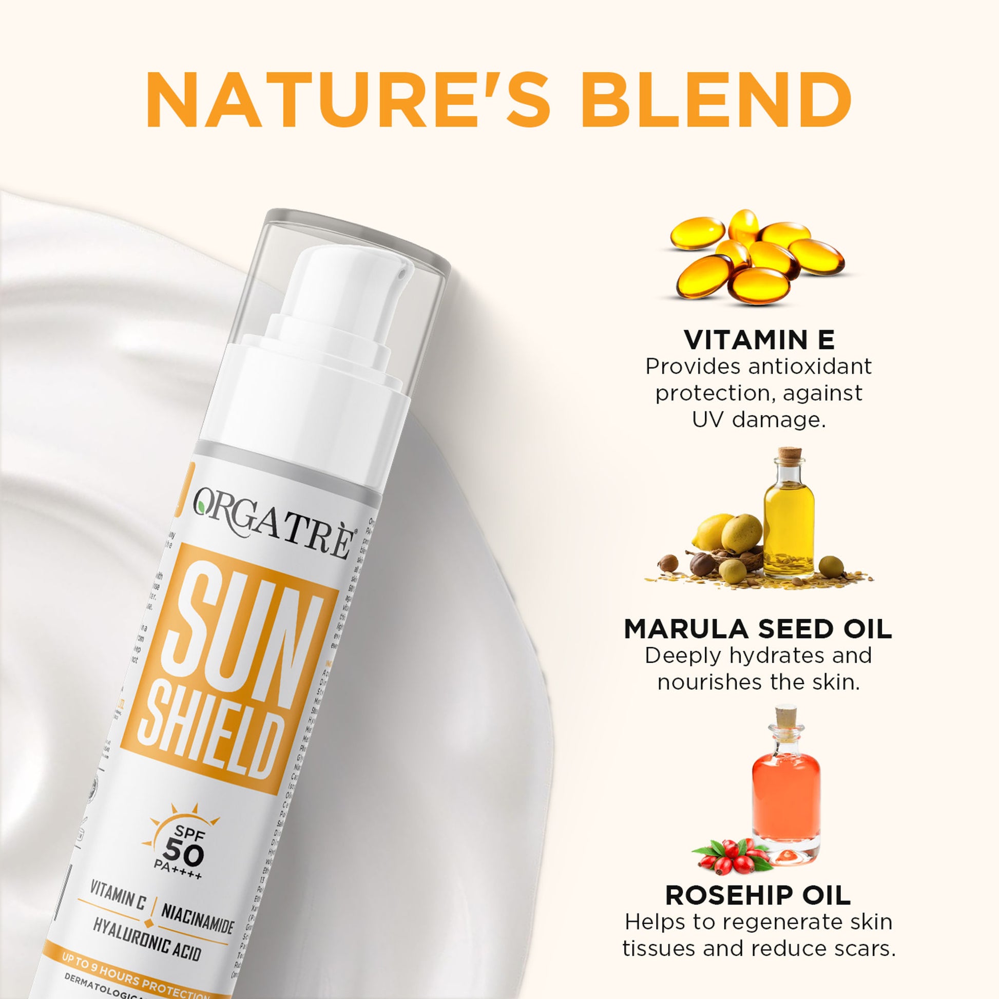 Orgatre Niacinamide, Vitamin C Sunscreen SPF 50 PA+++ Waterproof & Lightweight Matte Finish 50gms