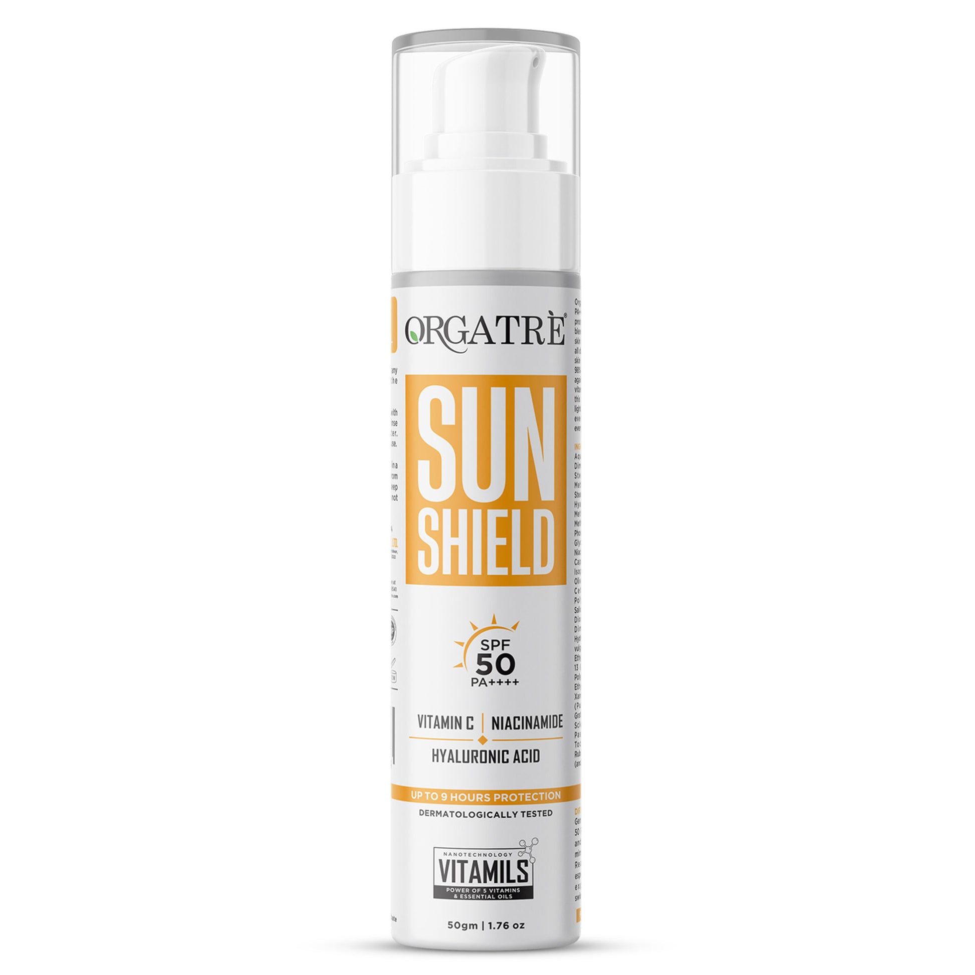 Orgatre Niacinamide, Vitamin C Sunscreen SPF 50 PA+++ Waterproof & Lightweight Matte Finish 50gms