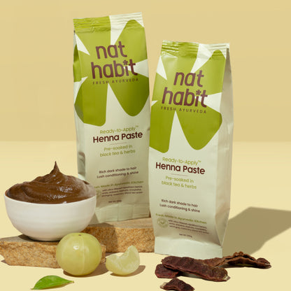 Nat Habit Ready-To-Apply Henna Paste Pre-Soaked In Black Tea, Rosemary Oil & Herbs - Dark Brown