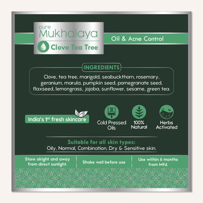 Nat Habit Pure Clove Tea Tree Face Oil For Oily Skin, Makeup Lightweight Facial Oil For Acne Control