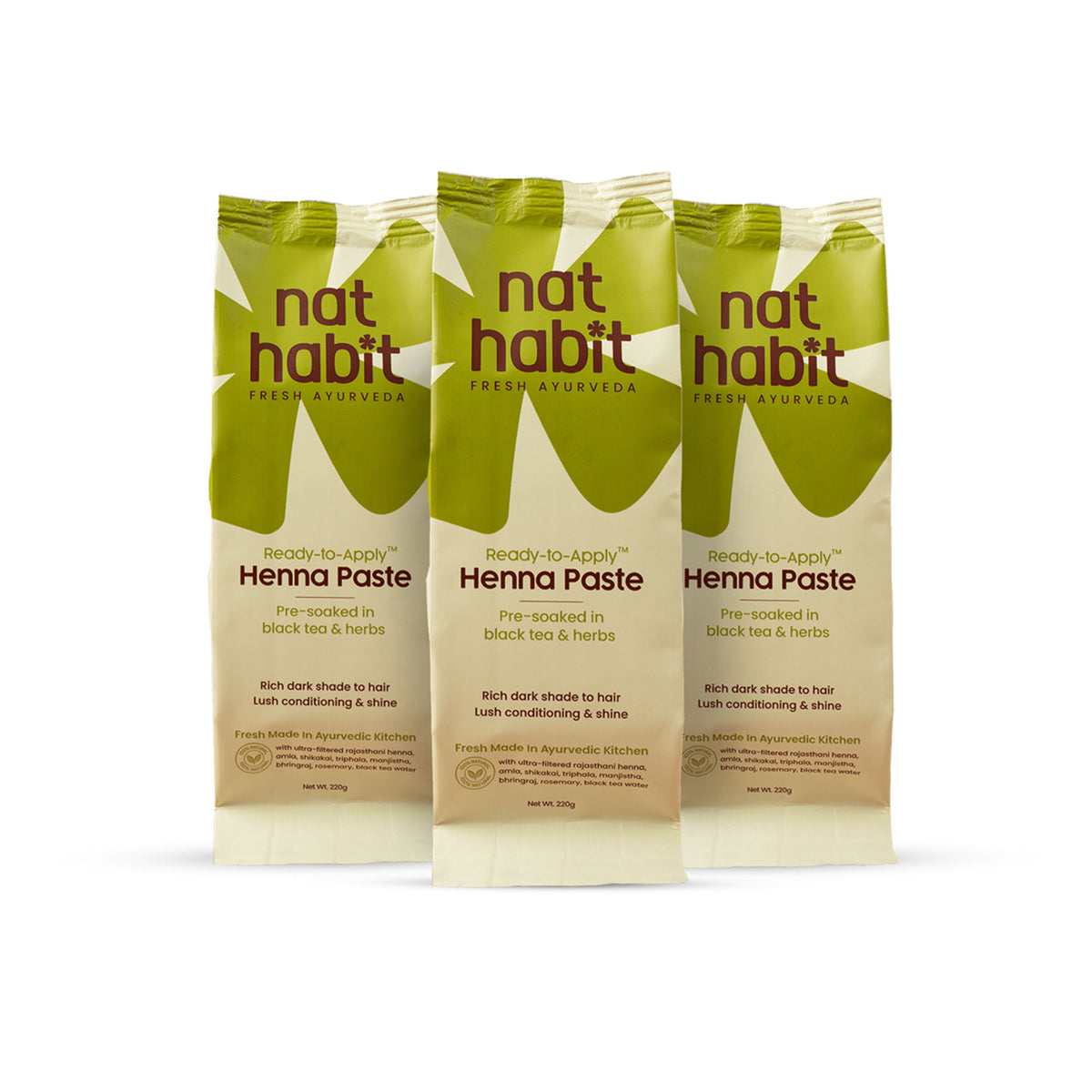 Nat Habit Ready-To-Apply Henna Paste Pre-Soaked In Black Tea, Rosemary Oil & Herbs - Dark Brown