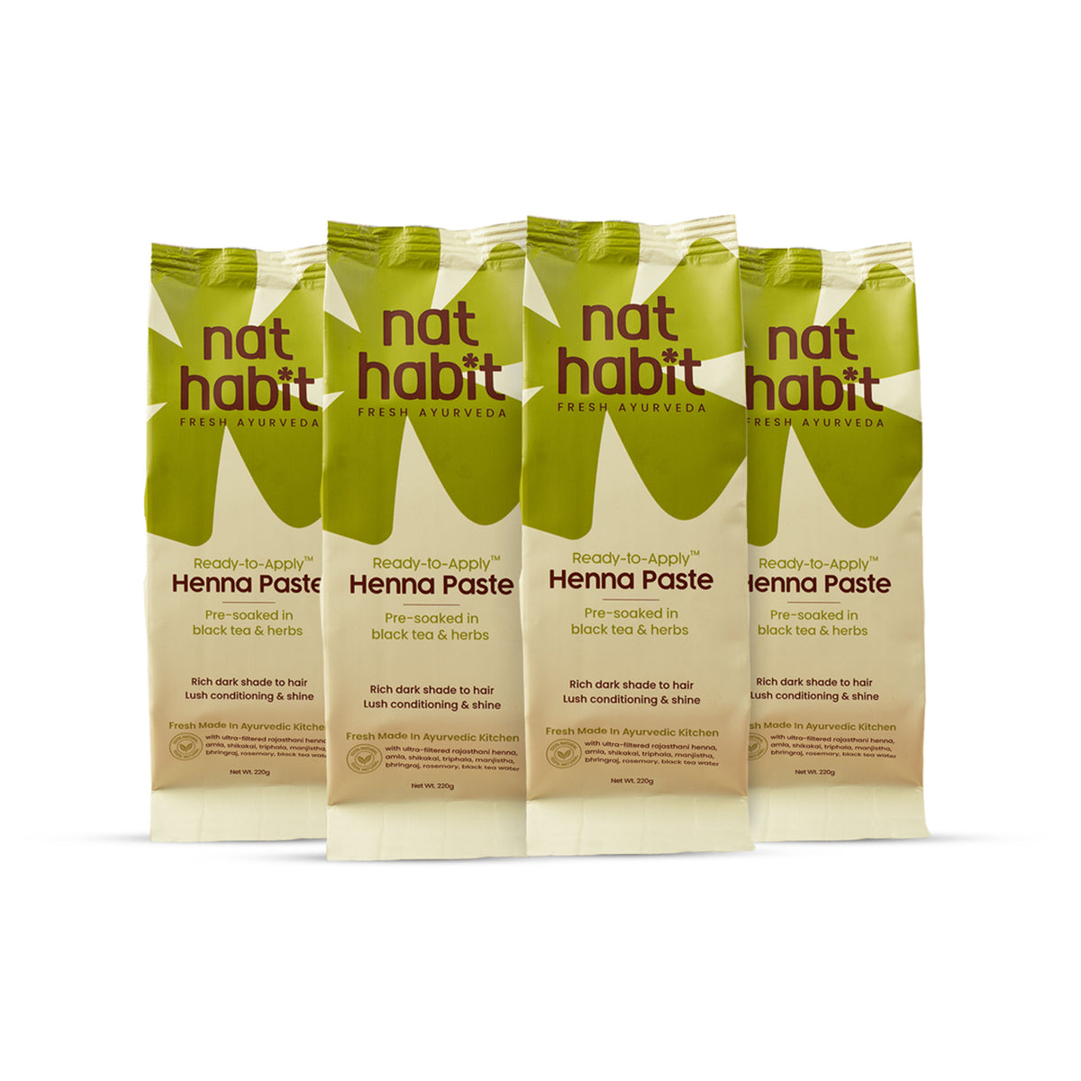 Nat Habit Ready-To-Apply Henna Paste Pre-Soaked In Black Tea, Rosemary Oil & Herbs - Dark Brown