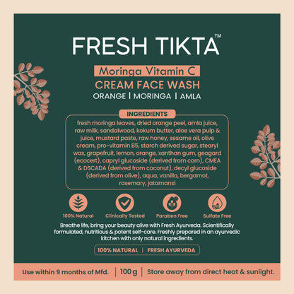 Nat Habit Moringa Vitamin C Fel Face Wash For Acne Prone Skin Gentle Cleansing & Combination Skin