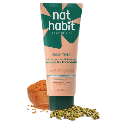 Nat Habit Fresh Masoor Dal Face Wash For Combination Skin, Face Cleanser For Brightening & Tan