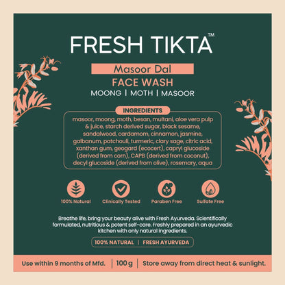 Nat Habit Fresh Masoor Dal Face Wash For Combination Skin, Face Cleanser For Brightening & Tan