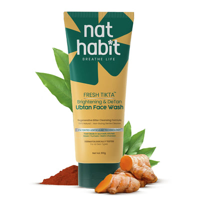 Nat Habit Brightening Ubtan Face Wash, Tikta for Dull Skin, Anti Aging with Wild Turmeric, All Skin