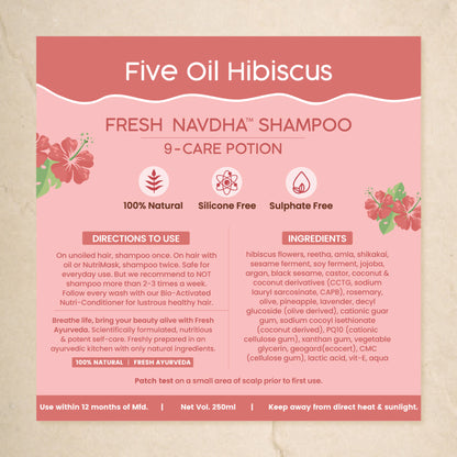 Nat Habit Five Oil Hibiscus Shampoo For Long Thick Hair, Sulphate Free Shampoo For Hair Fall Control