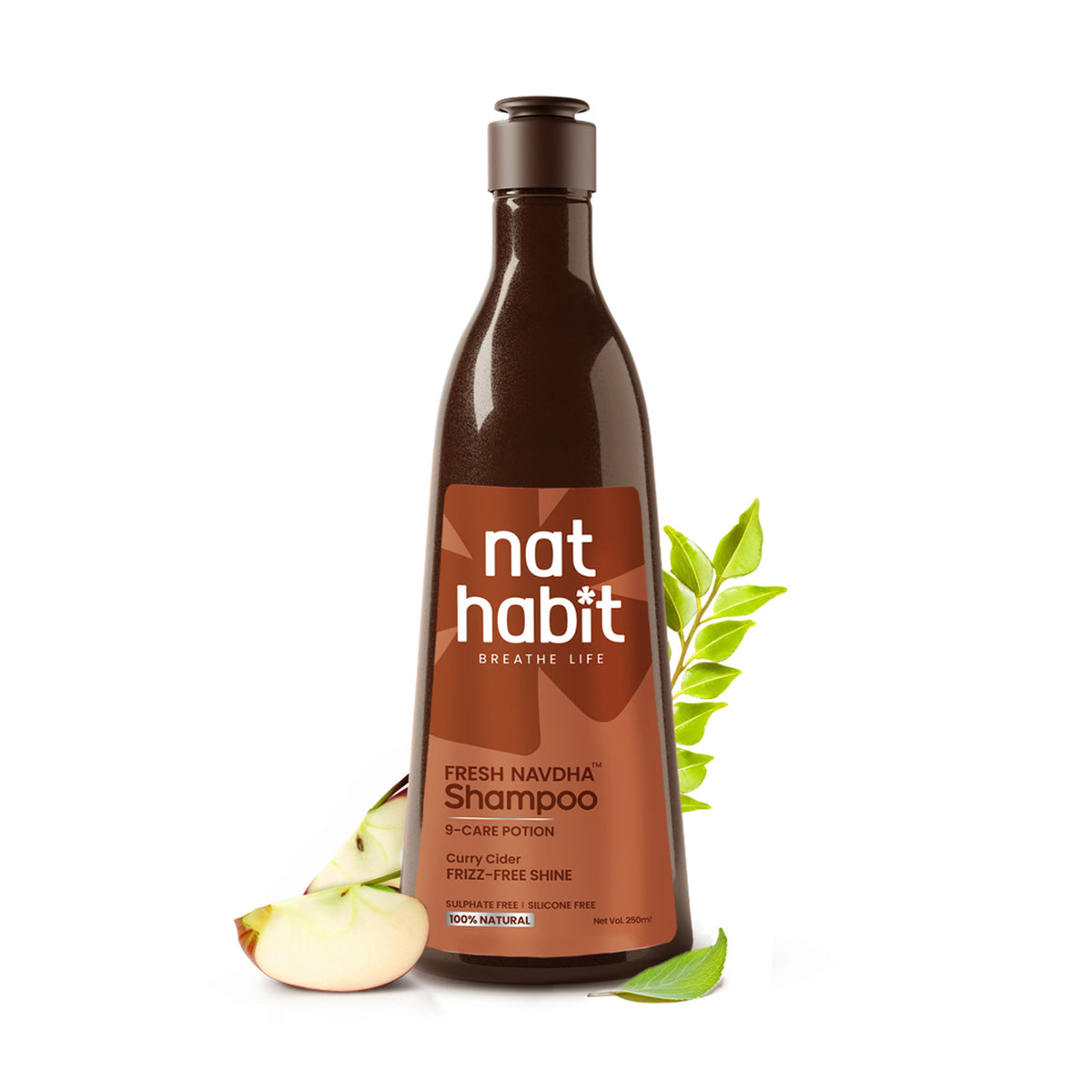 Nat Habit Curry Cider Navdha Shampoo For Soft And Shiny Hair, Sulphate Free Shampoo And Conditoner