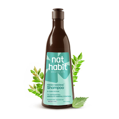 Nat Habit Tri Leaf Rosemary Navdha Shampoo For Hair Fall Control, Shampoo For Dry And Damaged Hair