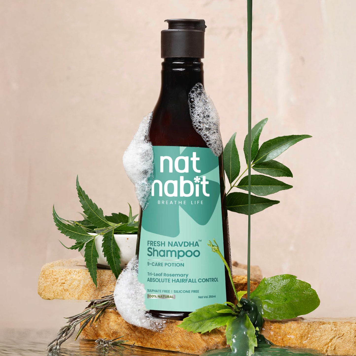 Nat Habit Tri Leaf Rosemary Navdha Shampoo For Hair Fall Control, Shampoo For Dry And Damaged Hair