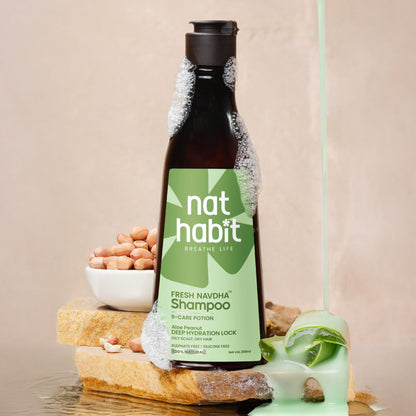 Nat Habit Aloevera Navdha Shampoo, Daily Soft & Moisture Lock Shampoo For Dry And Frizzy Hair