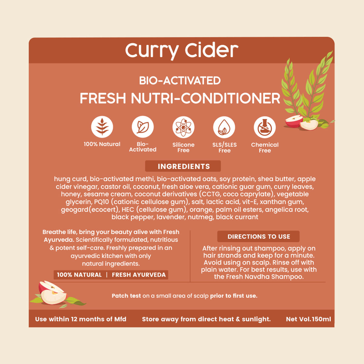 Nat Habit Curry Cider Conditioner For Soft & Shiny Hair, Sulphate Free Shampoo & Conditoner