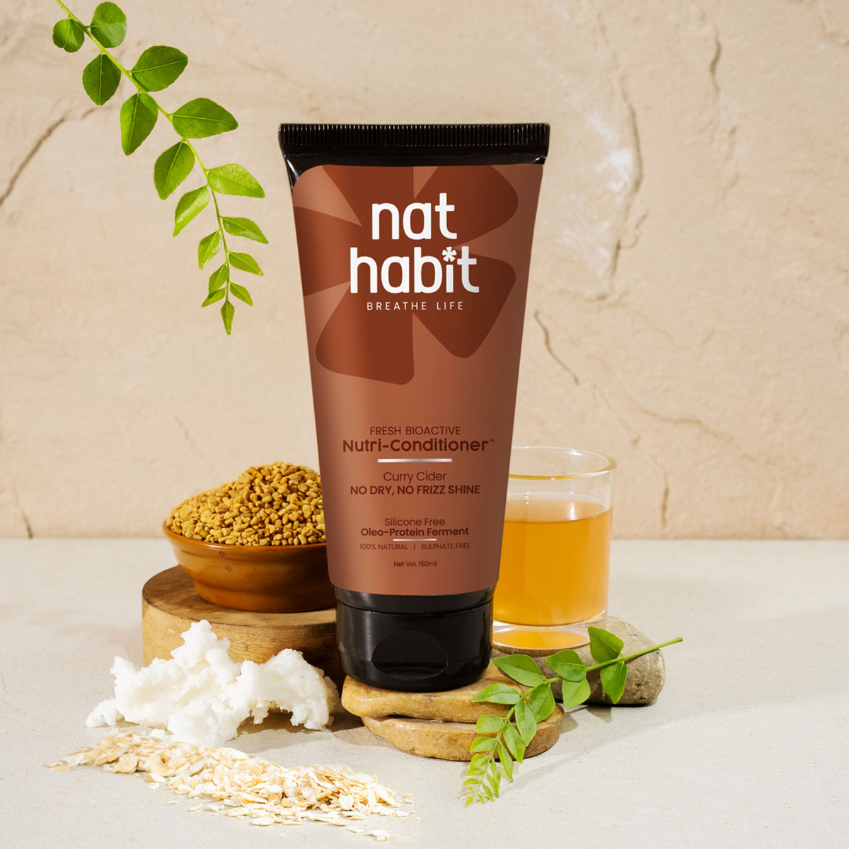 Nat Habit Curry Cider Conditioner For Soft & Shiny Hair, Sulphate Free Shampoo & Conditoner