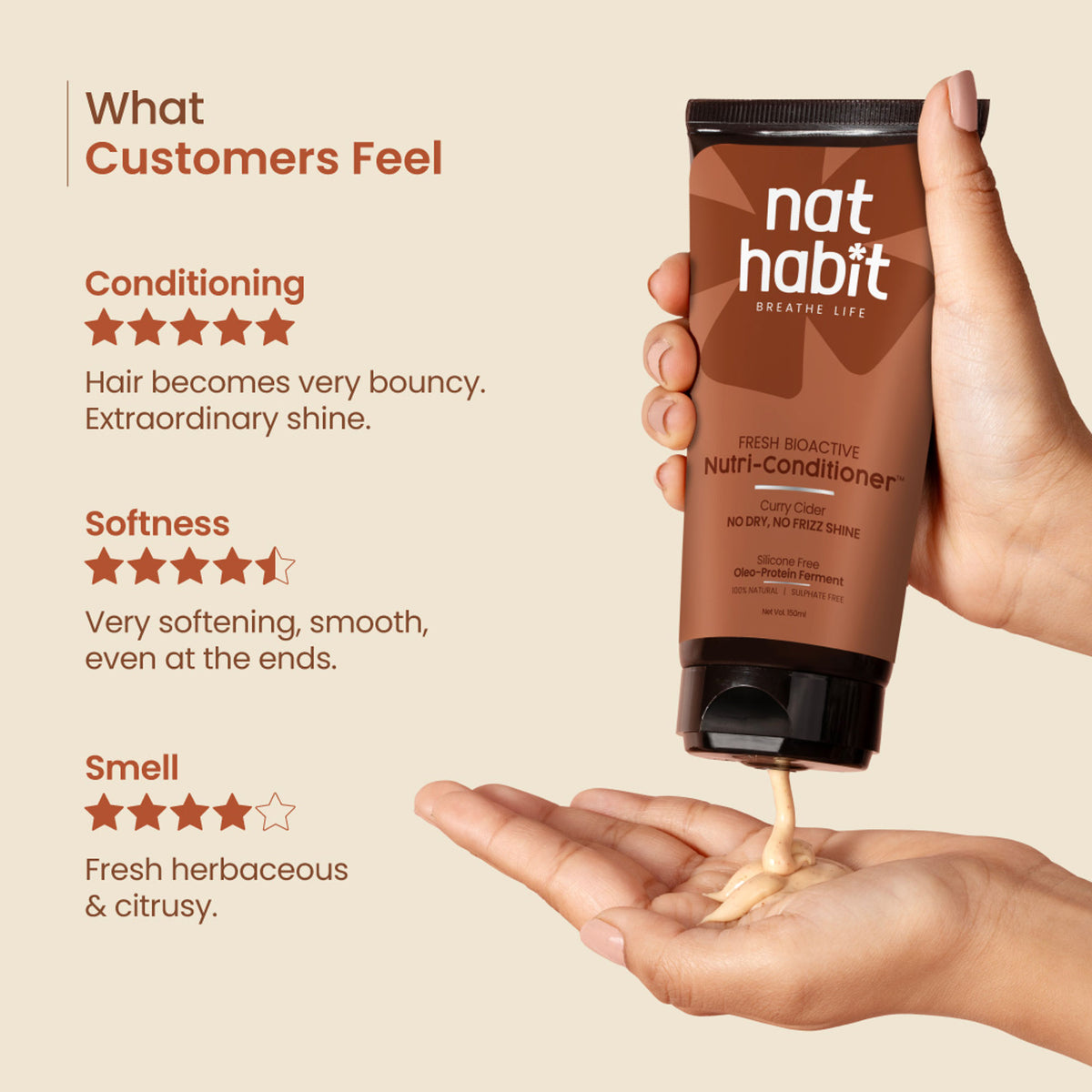 Nat Habit Curry Cider Conditioner For Soft & Shiny Hair, Sulphate Free Shampoo & Conditoner