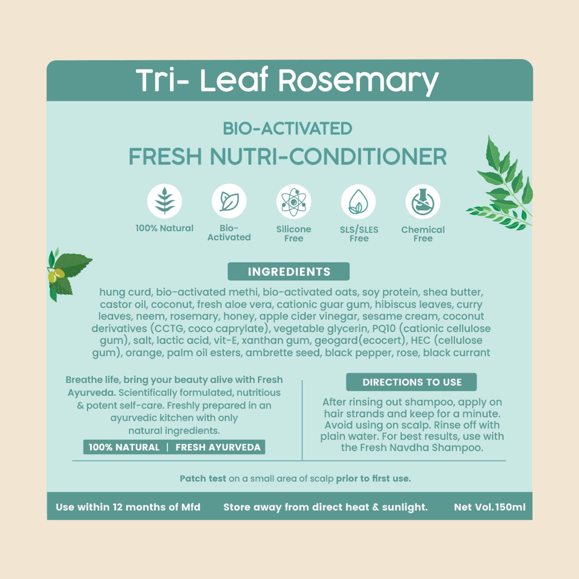 Nat Habit Trileaf Rosemary Conditioner For Hair Fall Control, Conditioner For Dry & Damaged Hair