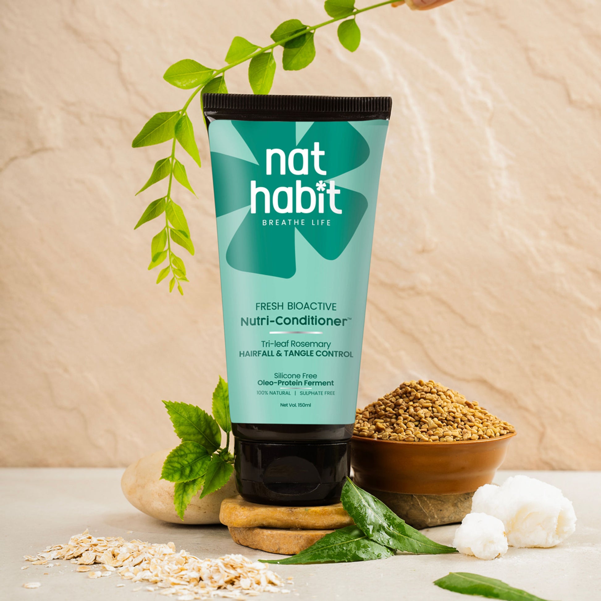 Nat Habit Trileaf Rosemary Conditioner For Hair Fall Control, Conditioner For Dry & Damaged Hair