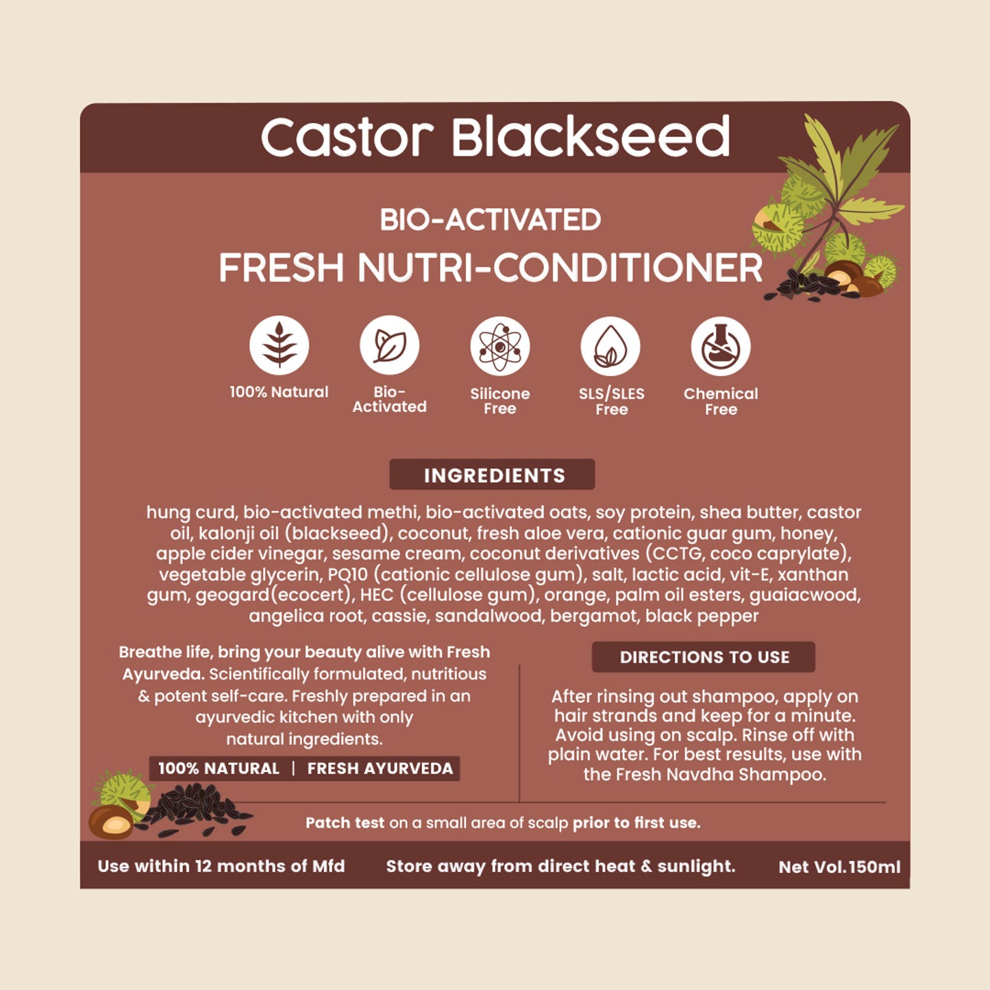 Nat Habit Castor Black Seed Conditioner For Manageable Hair, Men'S Revital With Castor & Curd