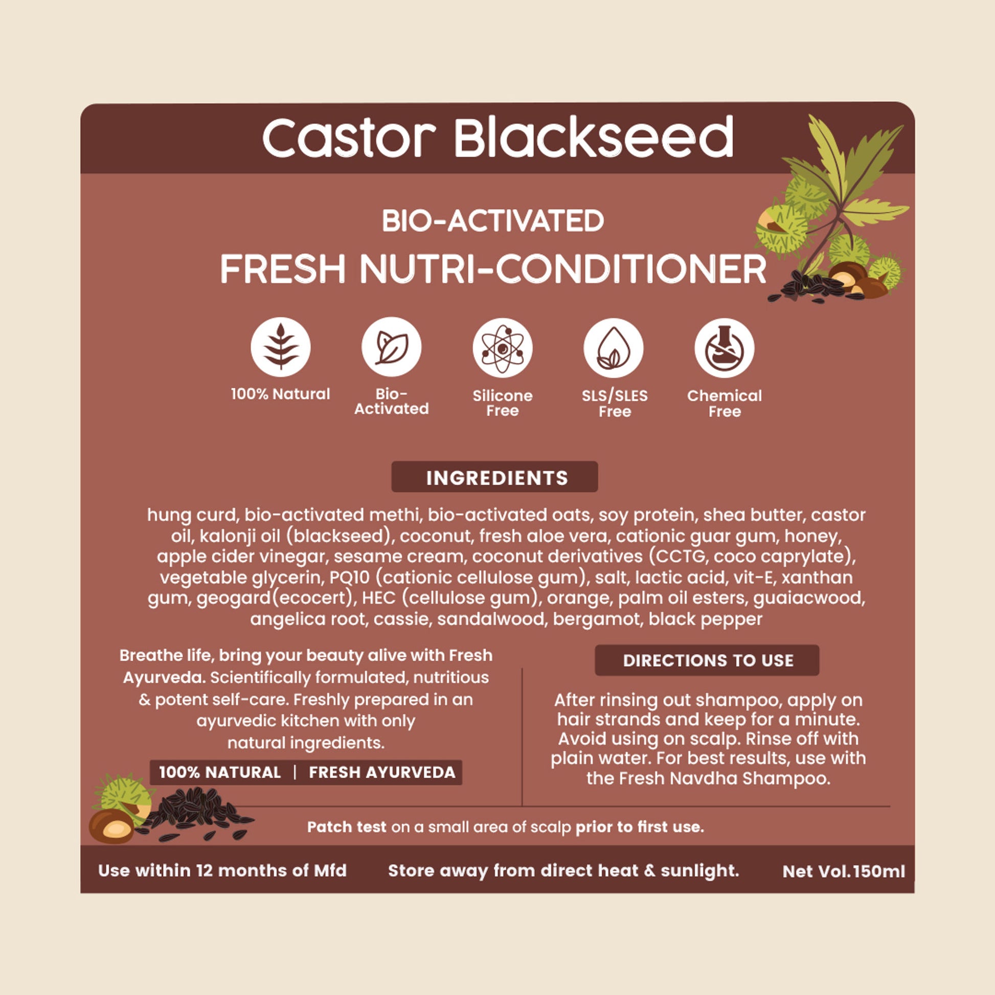 Nat Habit Castor Black Seed Conditioner For Manageable Hair, Men'S Revital With Castor & Curd