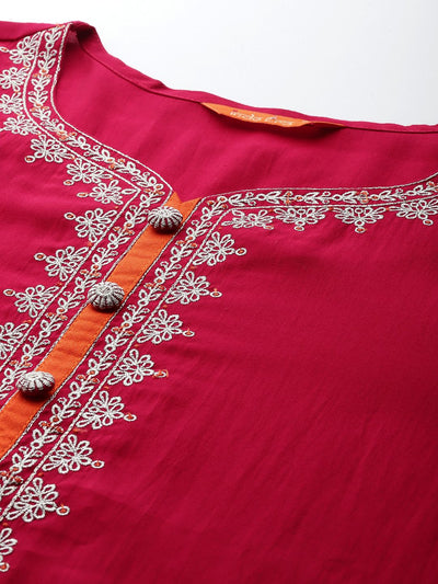 Indyancart IE Ethnic Motifs Embroidered Zari Kurta With Trousers & Dupatta