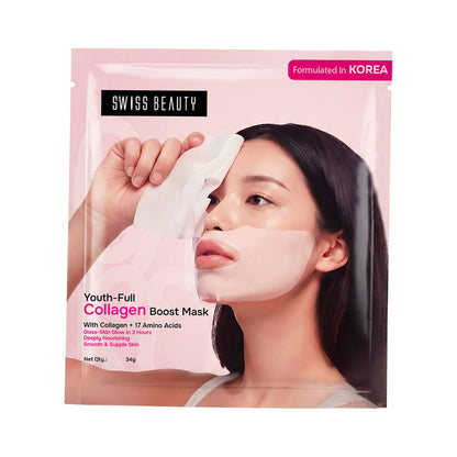 Swiss Beauty Care Youth-Full Collagen Boost Mask,Glass-Skin In 2 Hours With Collagen 17 Amino Acids