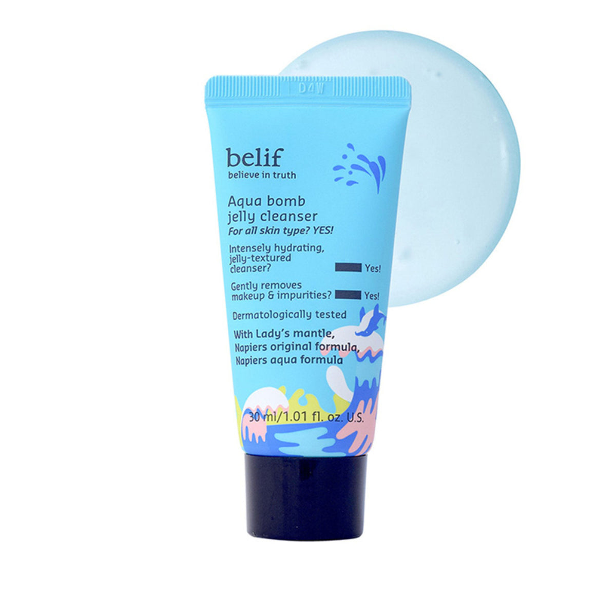 belif Aqua Bomb Jelly Cleanser - Hydrating Vegan Korean Gentle Face Wash & & Makeup Remover