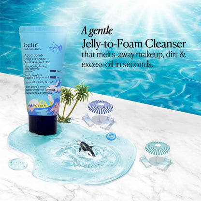 belif Aqua Bomb Jelly Cleanser - Hydrating Vegan Korean Gentle Face Wash & & Makeup Remover