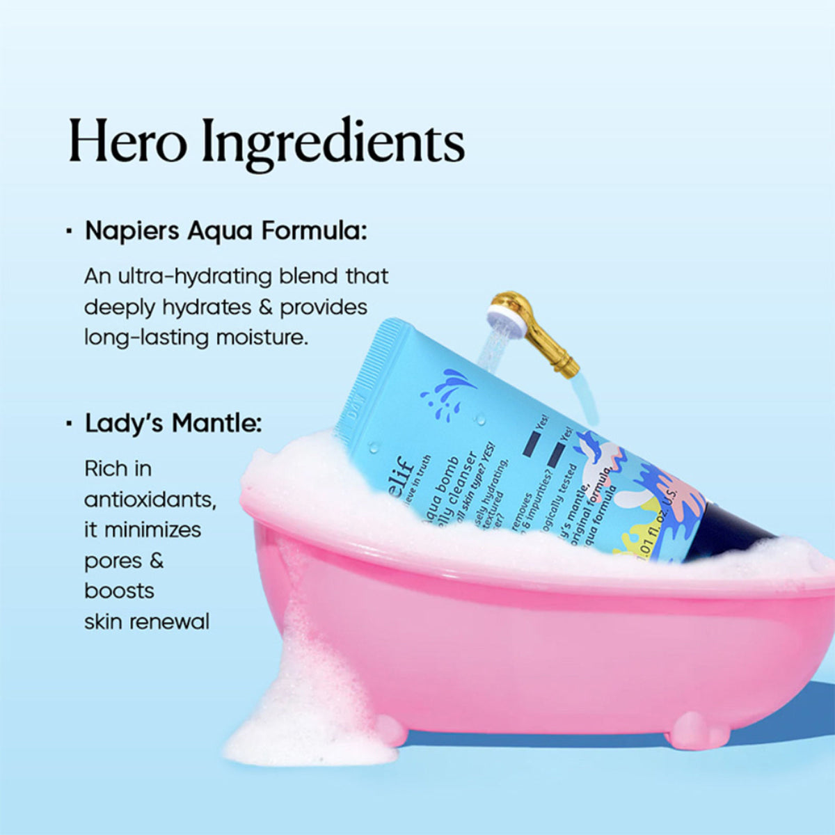 belif Aqua Bomb Jelly Cleanser - Hydrating Vegan Korean Gentle Face Wash & & Makeup Remover