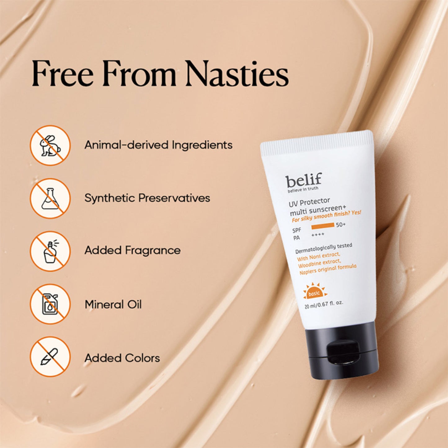 belif Multi-Vitamin Tinted Korean Sunscreen SPF50+ PA++++ Flawless Poreless Primer, In Vivo Tested