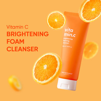 The Face Shop Vitamin C Brightening Korean Face Wash - Foaming Cleanser with Niacinamide & Panthenol