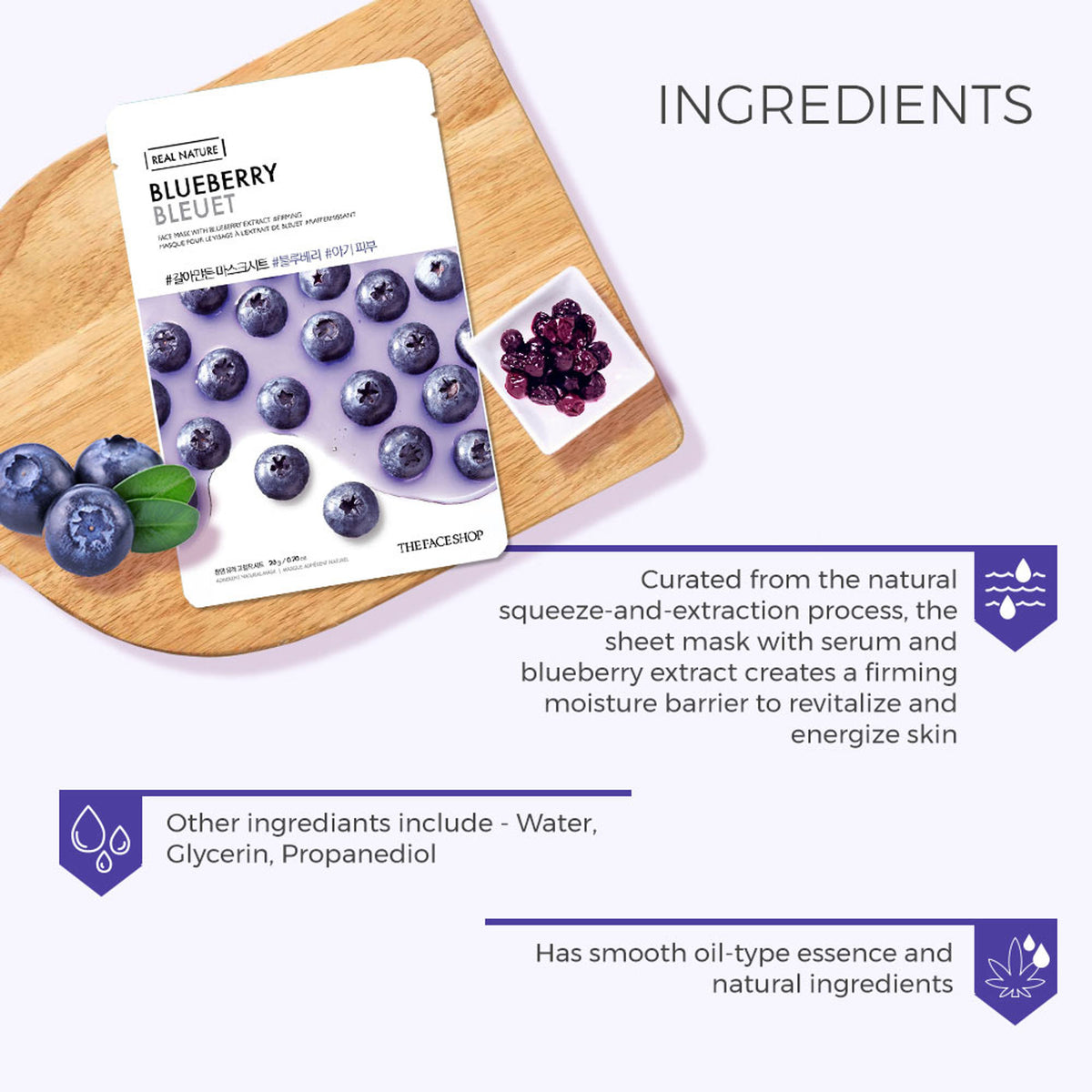 The Face Shop Real Nature Face Mask - Blueberry