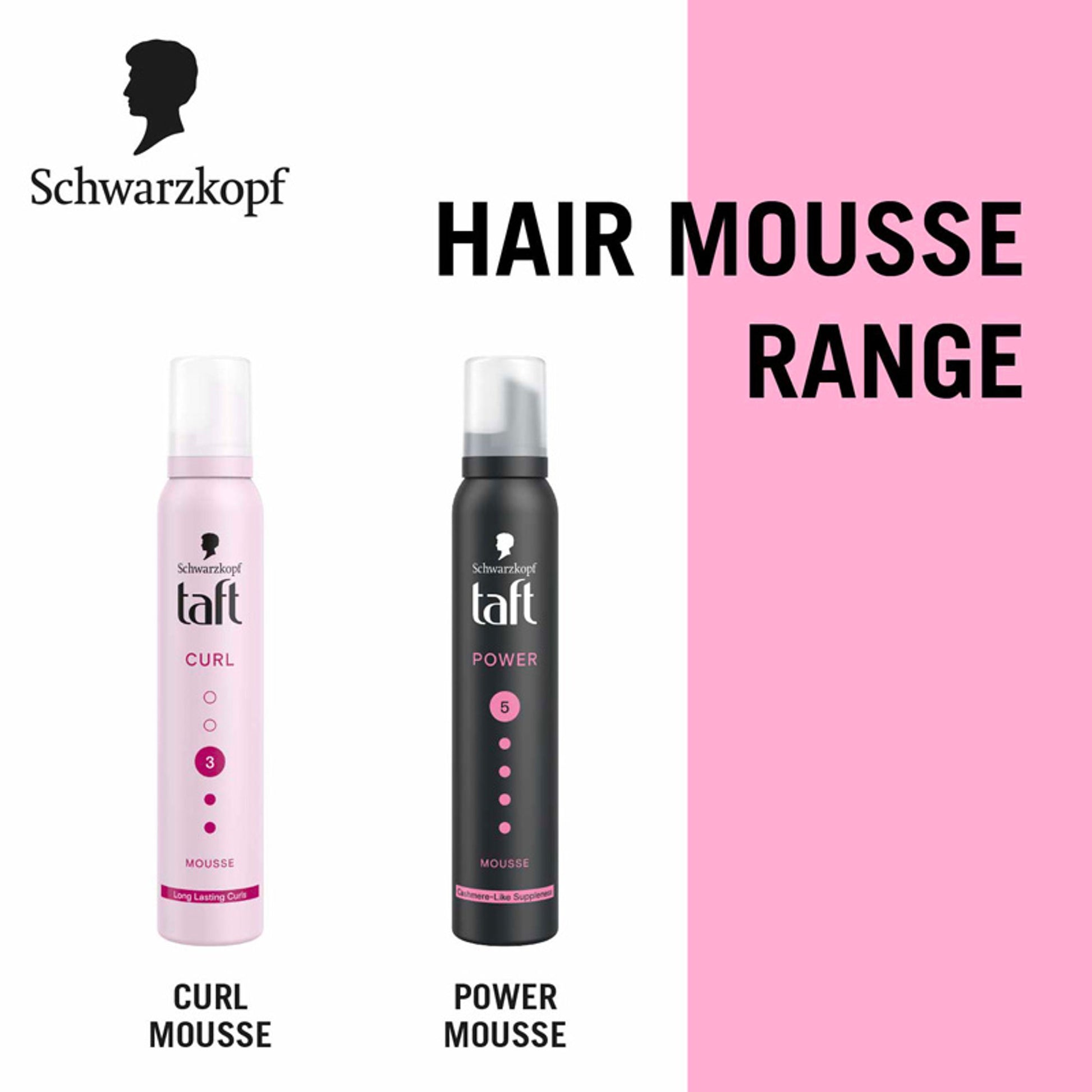 Schwarzkopf TAFT Curl Hold 3 Hair Mousse For Long Lasting Curls Weather-Proof Formula