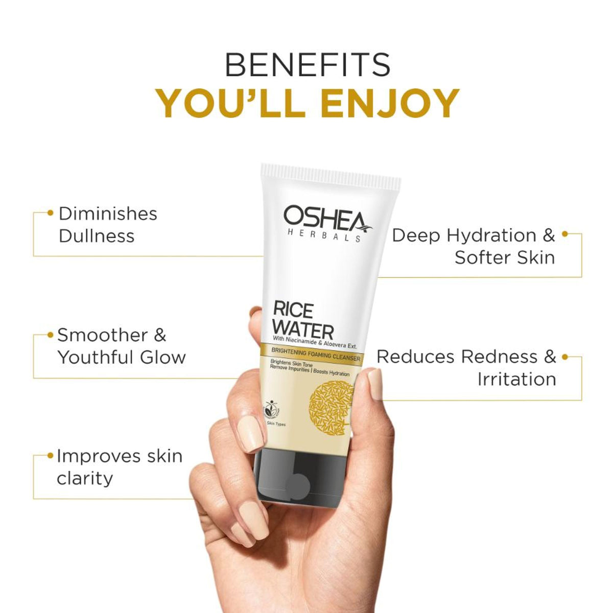 Oshea Herbals Rice Water Brightening Foaming Cleanser
