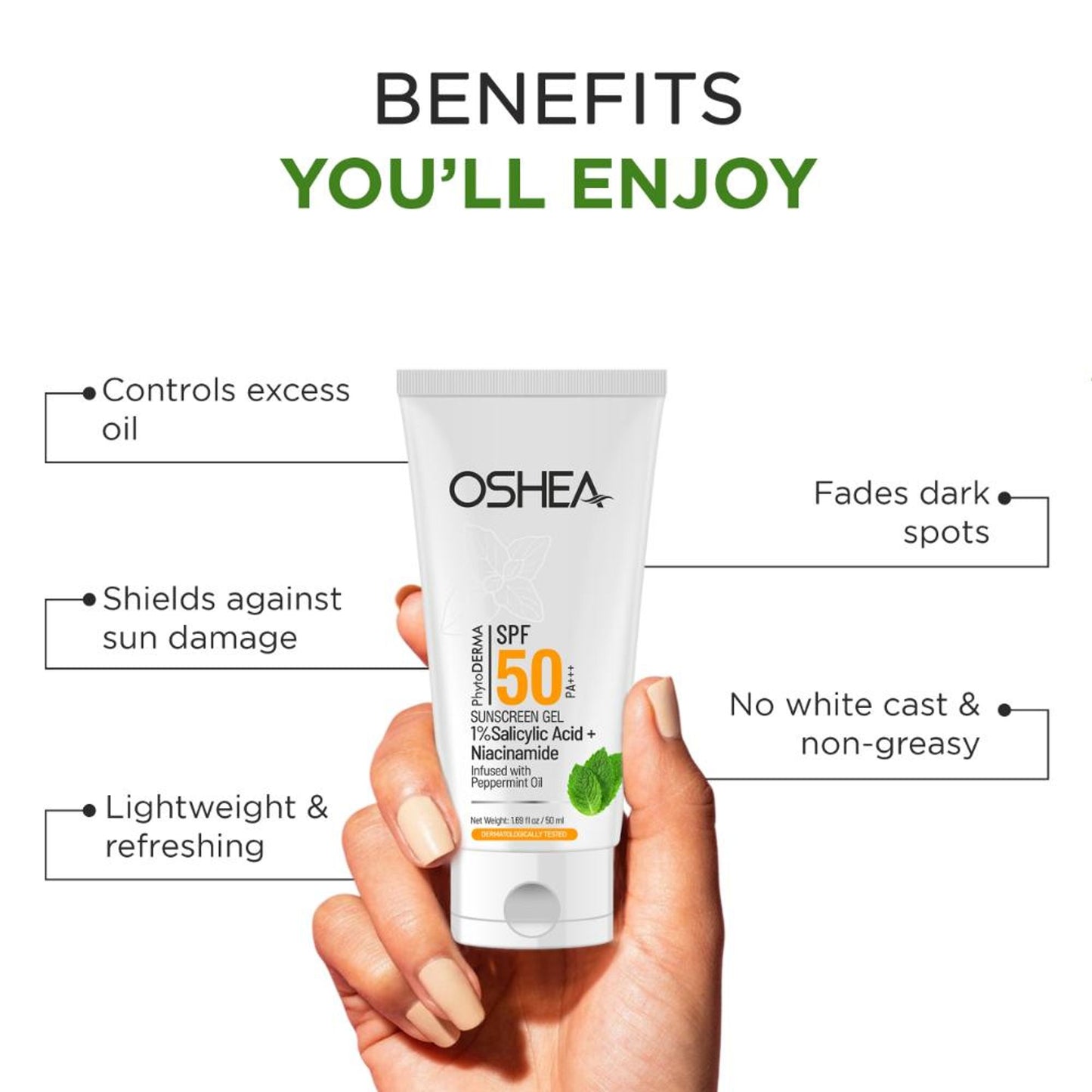 Oshea Herbals Phytoderma 1% Salicylic Acid SPF 50 PA+++ Sunscreen Gel