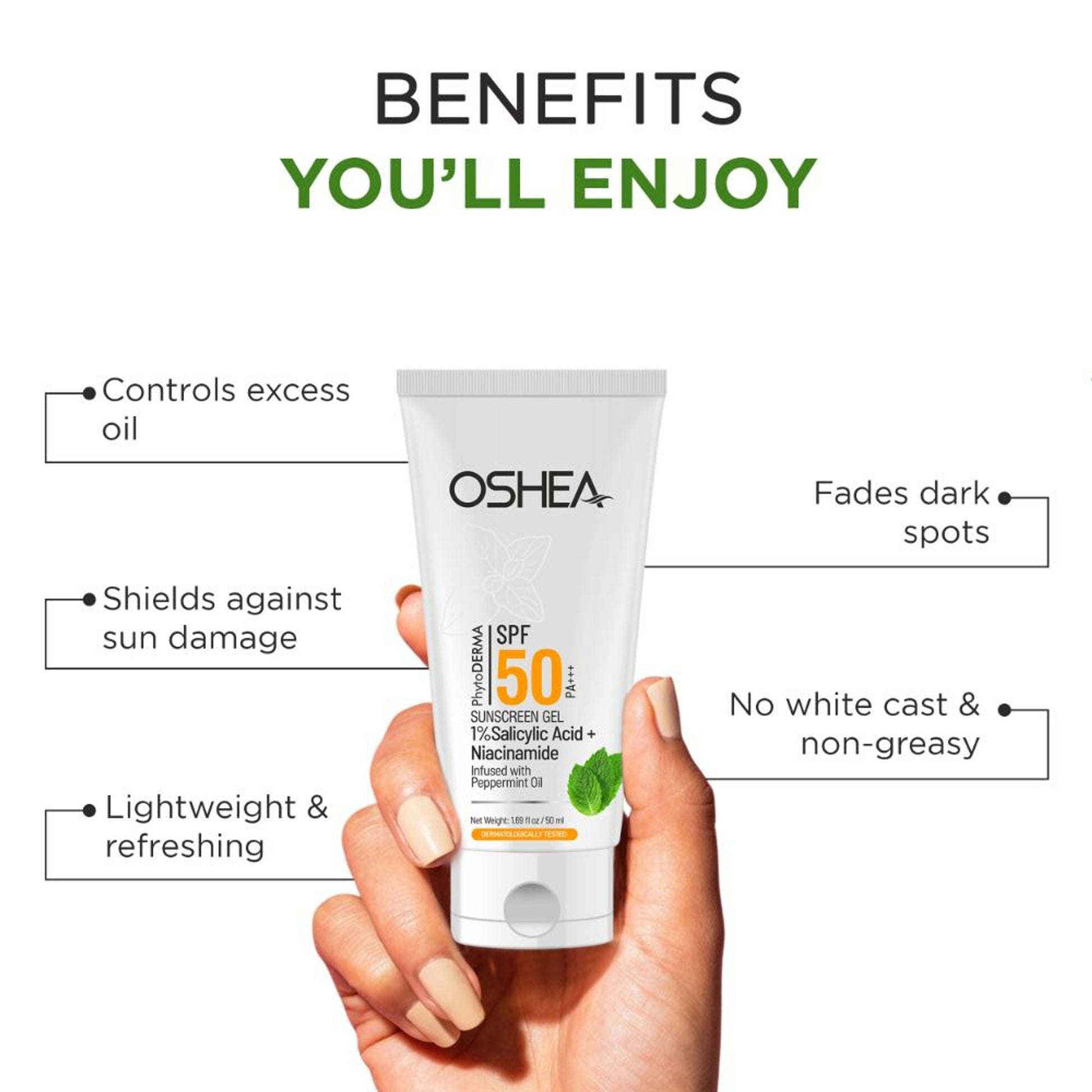 Oshea Herbals Phytoderma 1% Salicylic Acid SPF 50 PA+++ Sunscreen Gel