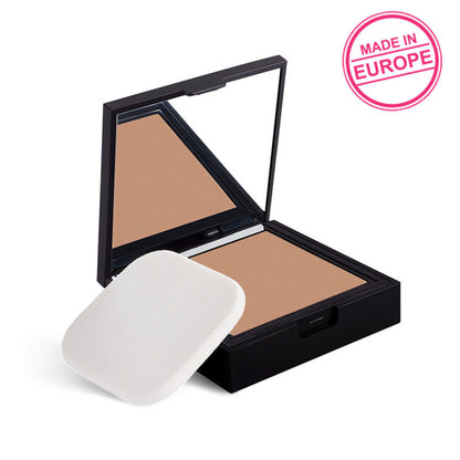 Nykaa Cosmetics SKINgenius Matte Powder Compact in Cosy Chestnut 04, showing the compact with the lid open and powder inside.