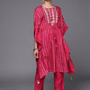 Dhiyona VA Women'sStriped Thread Work Chanderi Silk Kaftan Kurta with Trousers