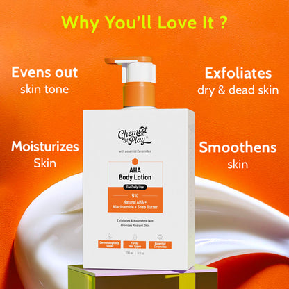 Chemist At Play AHA Body Lotion With Niacinamide Shea Butter Moisturizer For All Skin Types